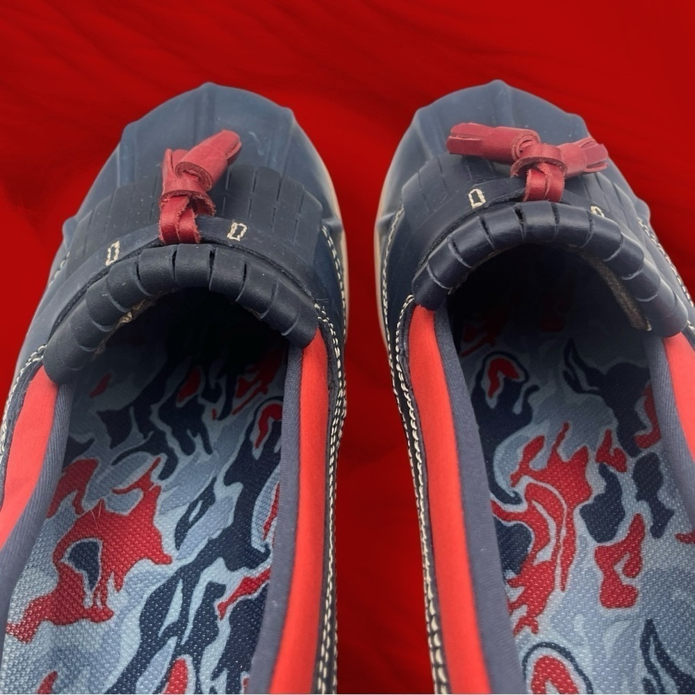 L.L Bean Bar Harbor Slip On Moccasins Blue Red 290695 Size 11 Casual - Picture 6 of 15
